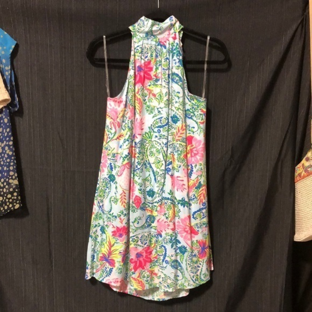 Andree by Unit A-Line Halter Neck Dress‎ in Aqua Paisley R003